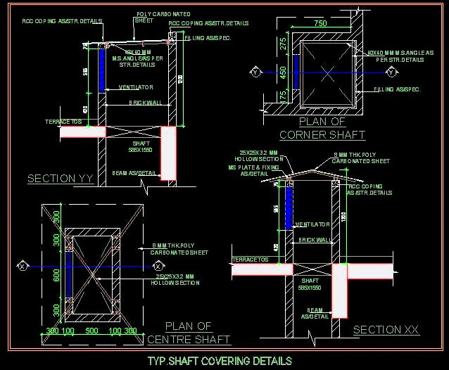 Shaft Ventilation Design DWG- Central & Corner Shaft Details